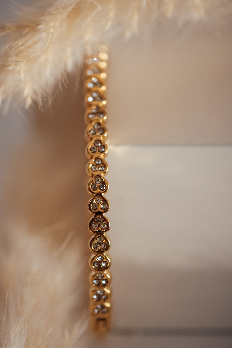 Averne Waterdrop Rhinestone Gold Bangle - Non-Tarnish Jewelry