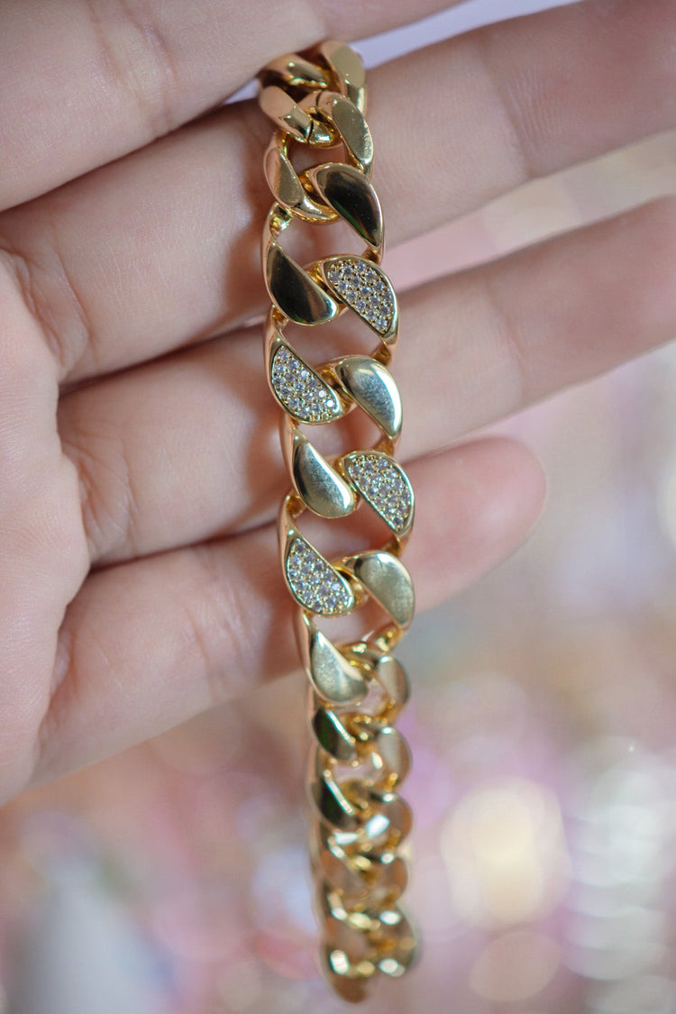 Lily Pavé CZ Cuban Link Gold Filled Bracelet