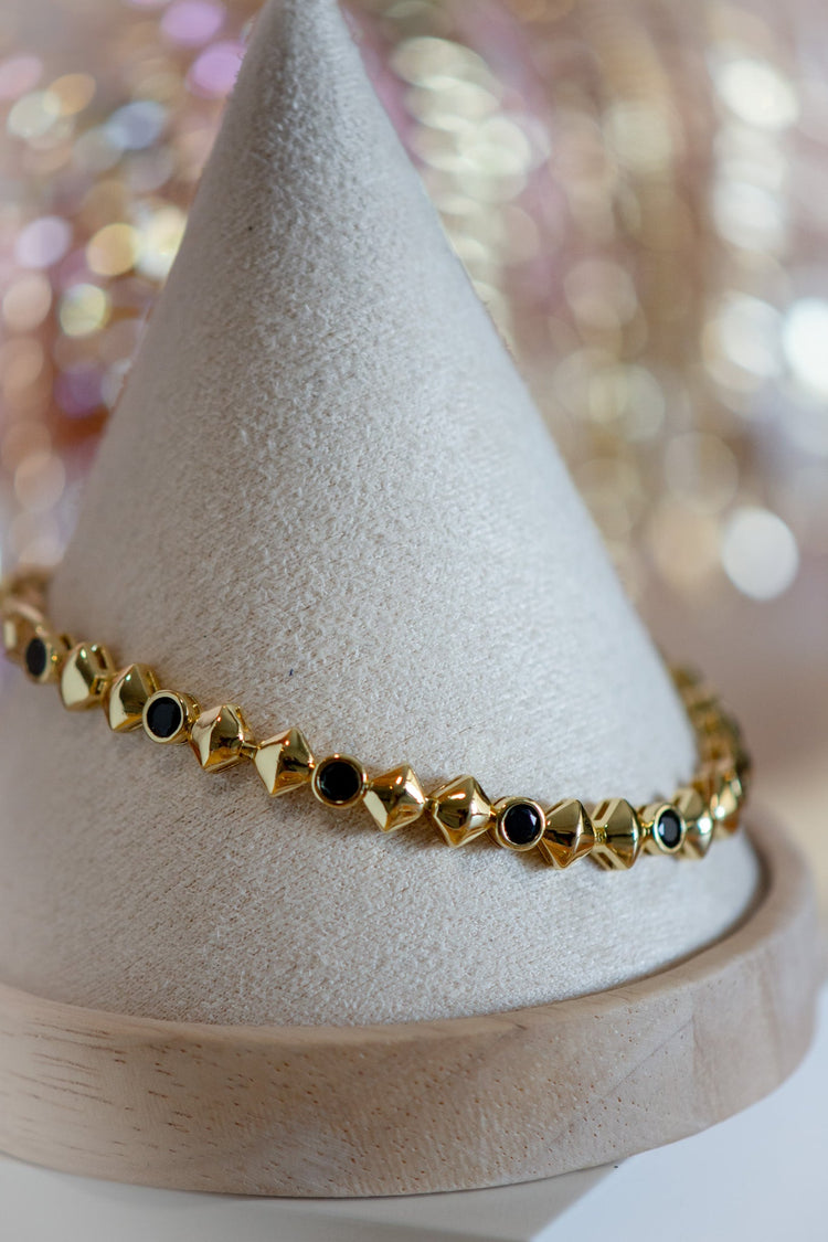 Aubrey Black CZ Gold Filled Tennis Bracelet