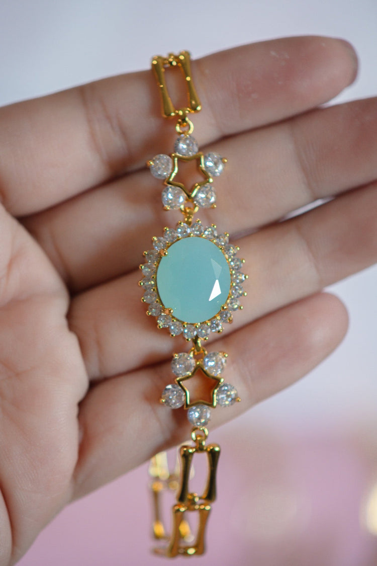 Eleanor Light Blue CZ Stone Gold Filled Bracelet