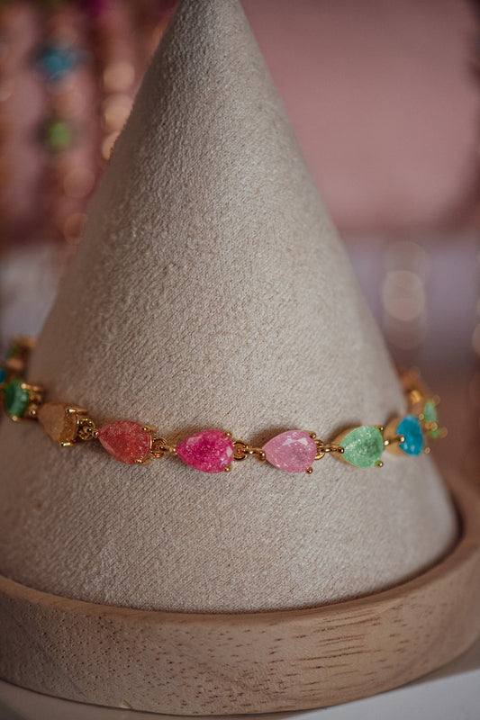 Ava Tear Drop Shape CZ Stone Gold-Filled Candy Bracelet