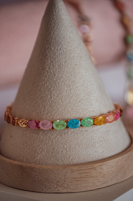 Isabella Oval Shape CZ Stone Gold-Filled Candy Bracelet