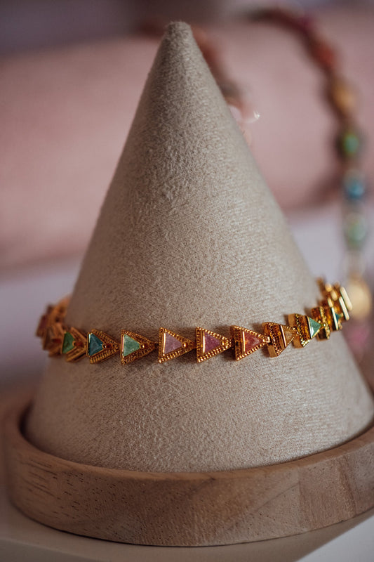 Charlotte Triangular Shape CZ Stone Gold-Filled Bracelet