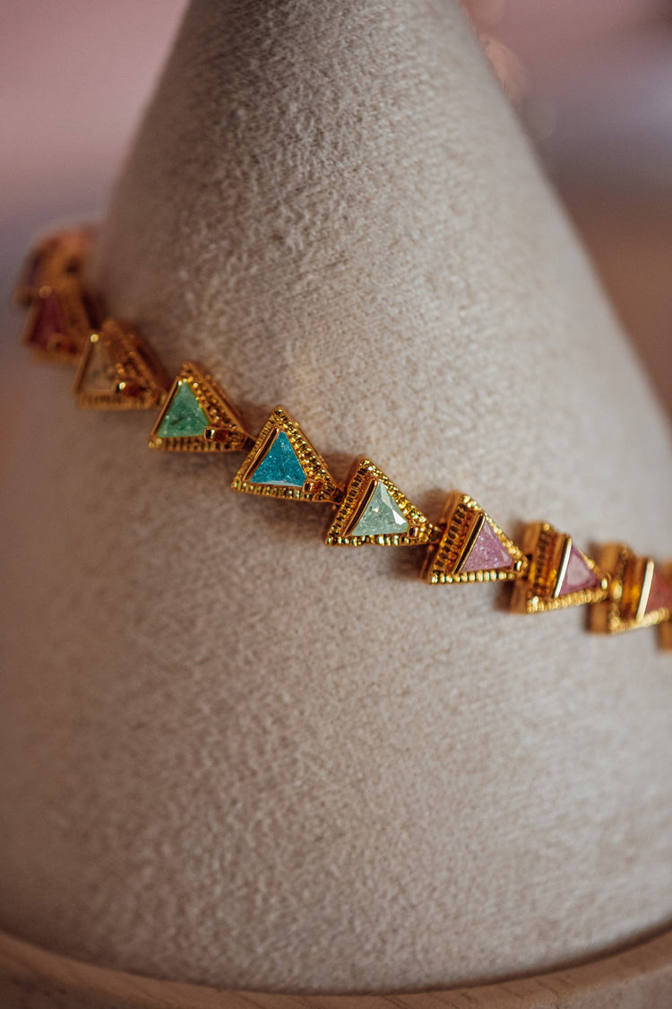 Charlotte Triangular Shape CZ Stone Gold-Filled Bracelet