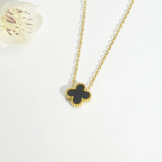 Black Clover Double Sided Gold Necklace Stainless Steel