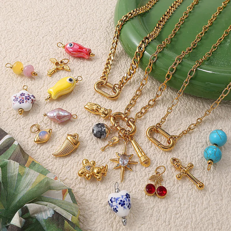 Claire Gold Cuban Chain Necklace for Charms and Pendants