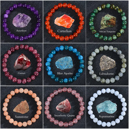 Vale Round Natural Gemstone Beaded Bracelets