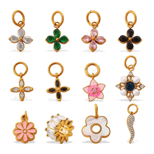 Kinsley Flower Stainless Steel Charm Pendant