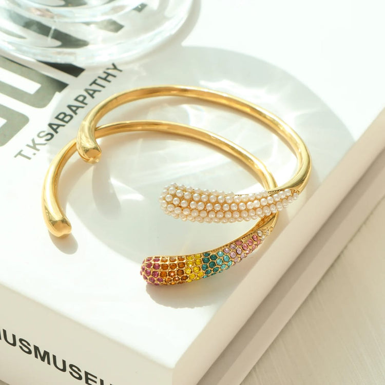 Rizz Pearl Stainless Steel Cuff Bracelet