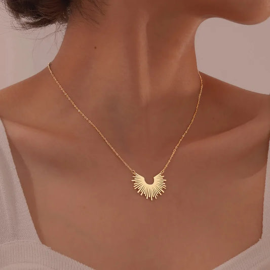Aura Rays Pendant Gold Necklace
