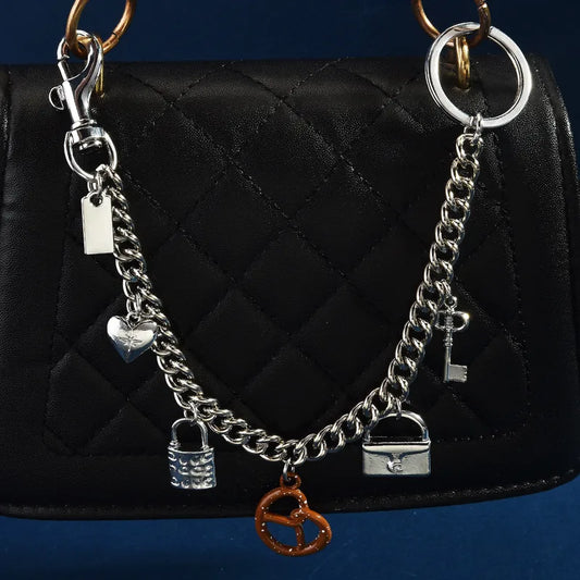 Baylor Platinum Double Silver Bag Chain Charm