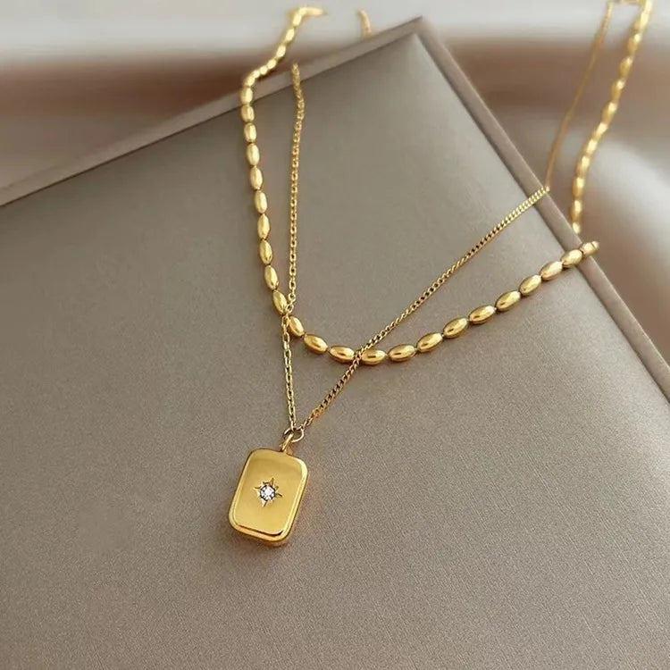 Lumina 2PC Stacked Gold Necklace - Non-Tarnish Hypoallergenic