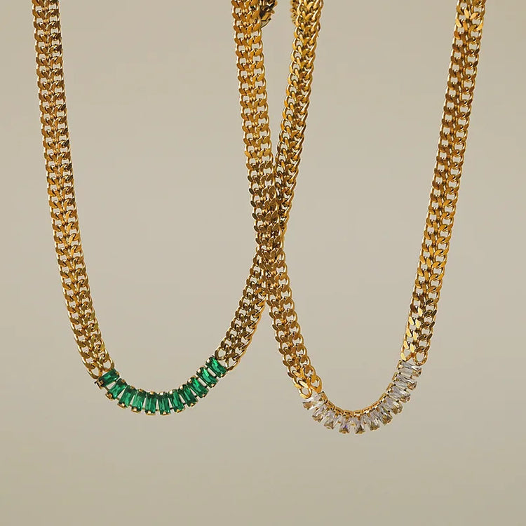 Sofia Emerald Cut Diamond Gold Necklace