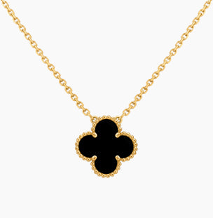 Black Clover Double Sided Gold Necklace Stainless Steel