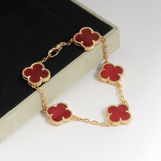 Red Gold Clover Bracelet