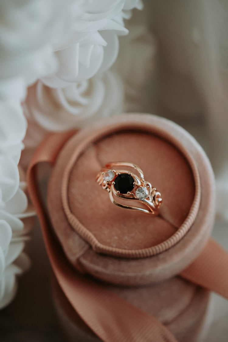 Rhyss Black Gem in Rose Gold Plating