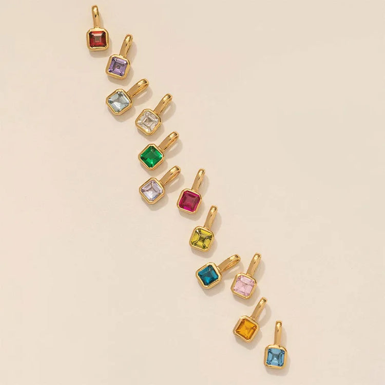 Birthstone Charm Pendant Non-Tarnish in Gold
