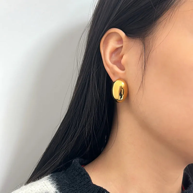 Cove Golden Button Stud Earrings