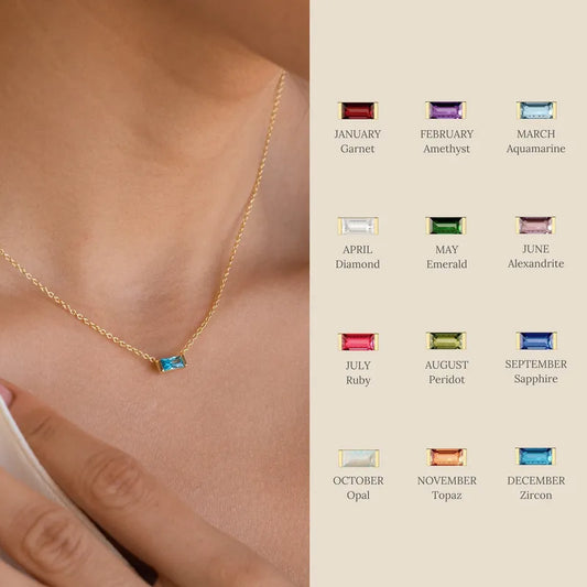Zodiac Signs Gemstone Gold Dainty Necklace for Women
