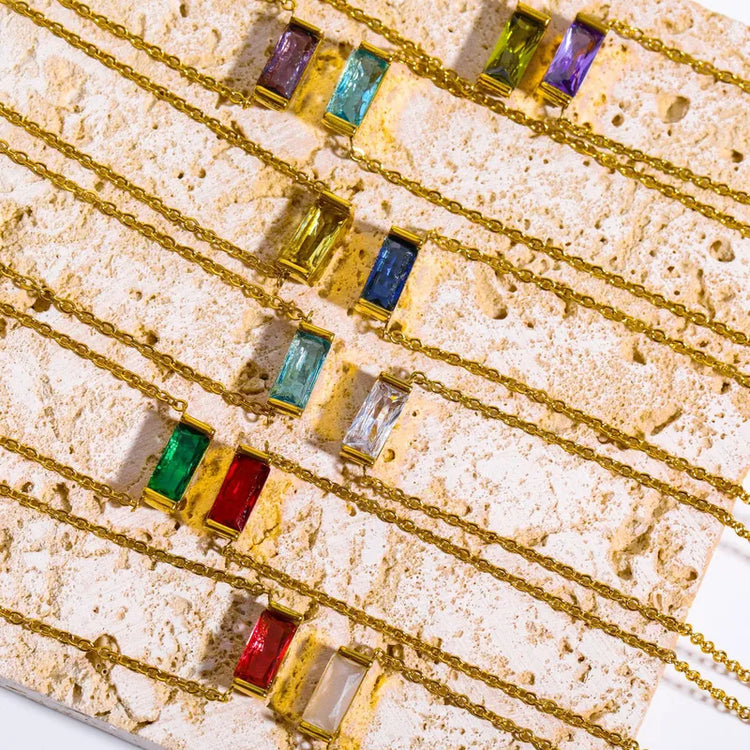 Zodiac Signs Gemstone Gold Dainty Necklace for Women