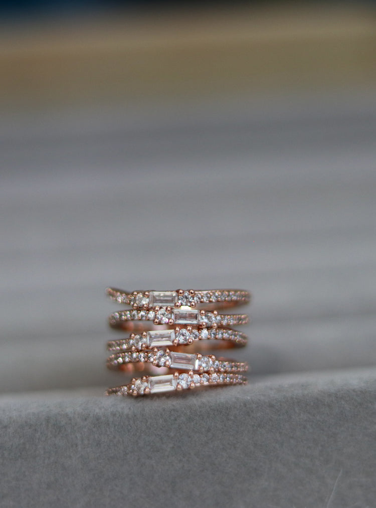 Aurea Multi Stack Rose Gold Cubic Zirconia Ring