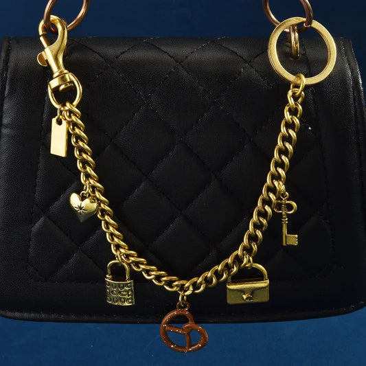 Orion Lock & Key Chain Gold  Bag Chain Charm