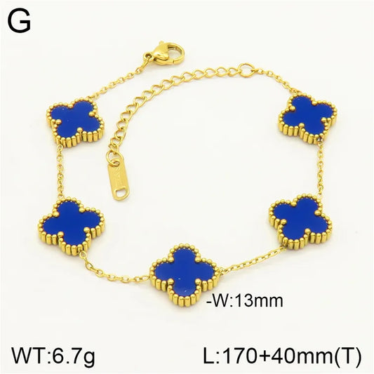 Dark Blue Gold Clover Bracelet
