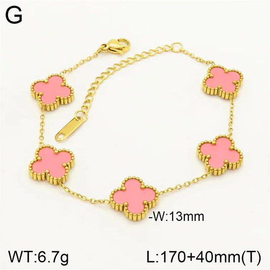 Light Pink Gold Clover Bracelet