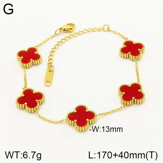 Red Gold Clover Bracelet