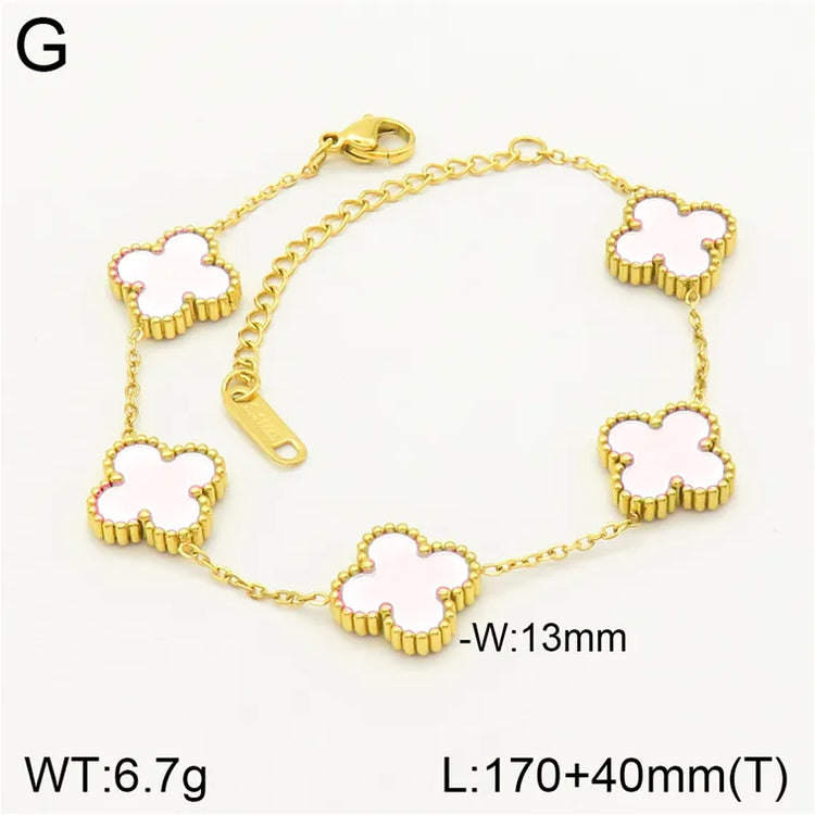 Mother of Pearl Gold Clover Bracelet