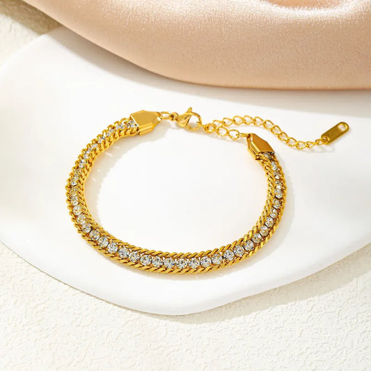 Stacey Diamond Gold Chain Tennis Bracelet