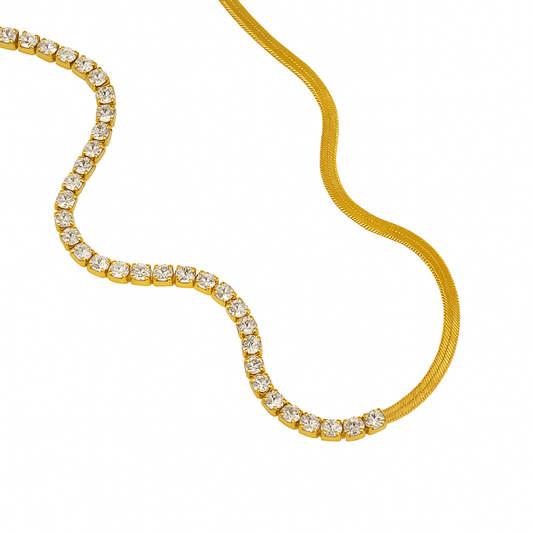 Millie Diamond Snake Chain Gold Necklace