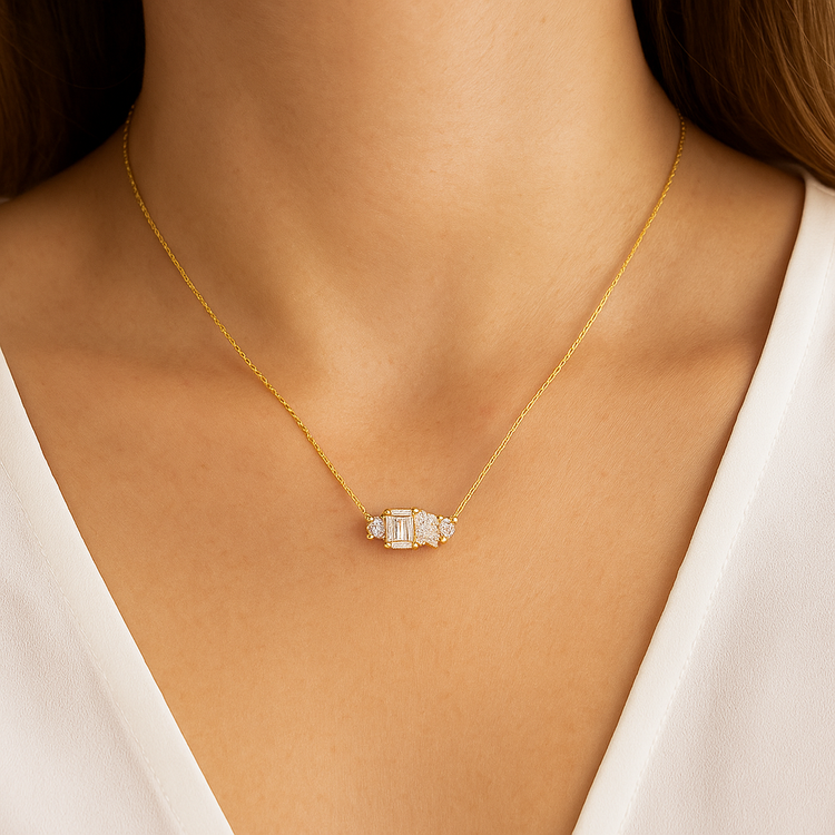 Amara Multi Stone Gold Necklace