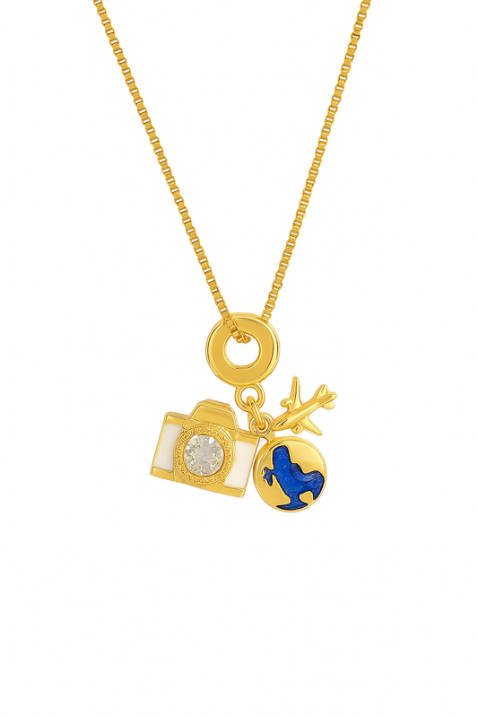 Travel Girly Gold Charm Necklace