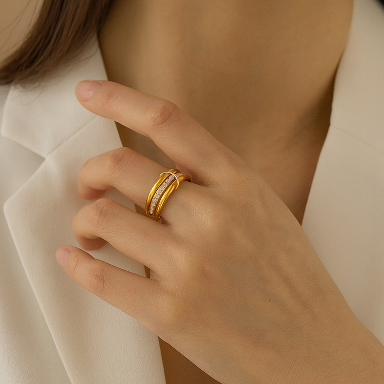 Sola Triple Stacked Diamond Ring