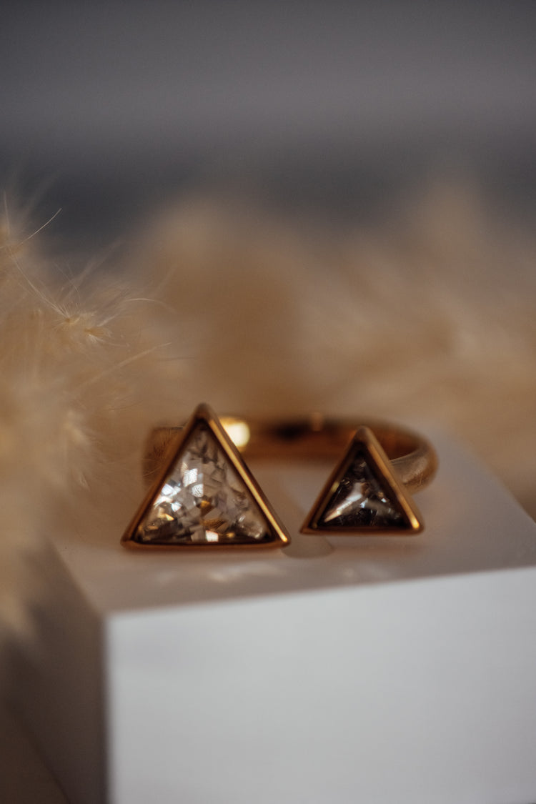 Nivori Open Size Crystal Gold Rings - Non-Tarnish Hypoallergenic Ring