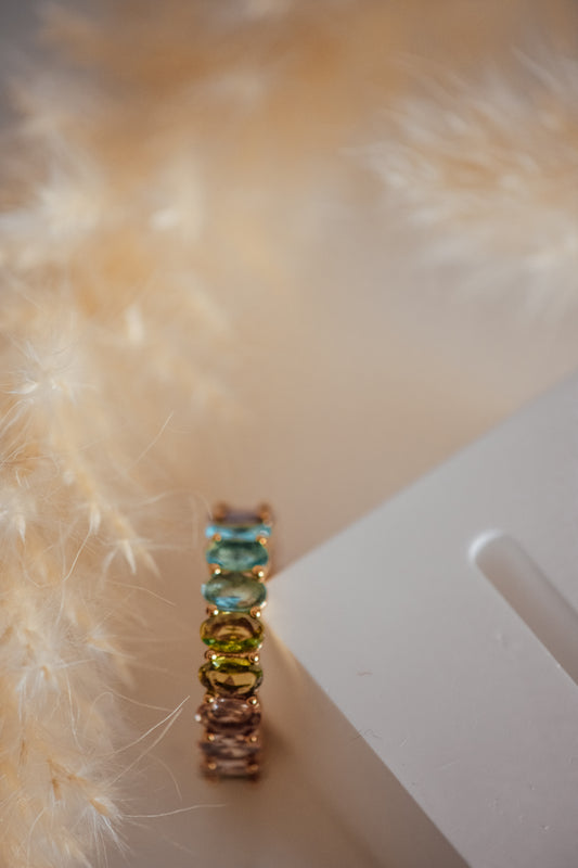 Valene Multi-Colored Oval Stone Open Size Ring