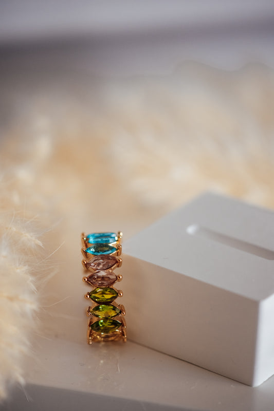 Feyra Multi-Colored Marquise Stone Open Size Ring Band