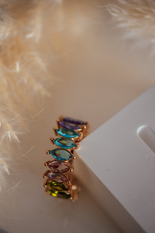 Feyra Multi-Colored Marquise Stone Open Size Ring Band