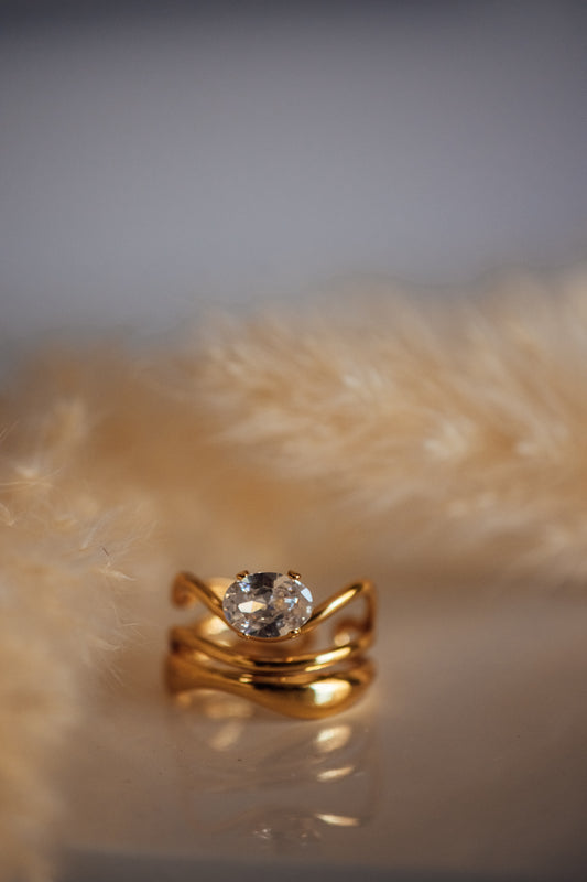 Zeira Multi-Stacking Gold Cubic Zirconia Ring