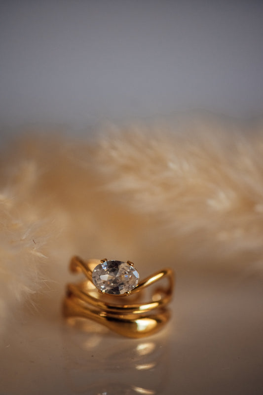 Zeira Multi-Stacking Gold Cubic Zirconia Ring