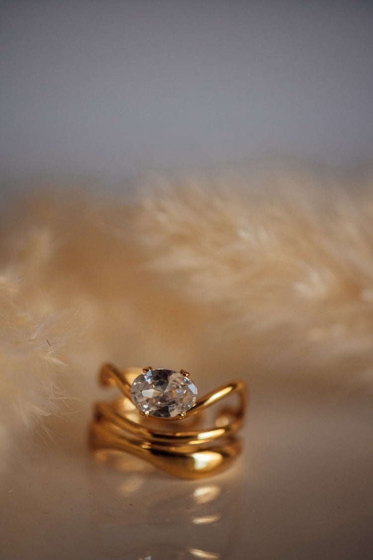 Zeira Multi-Stacking Gold Cubic Zirconia Ring