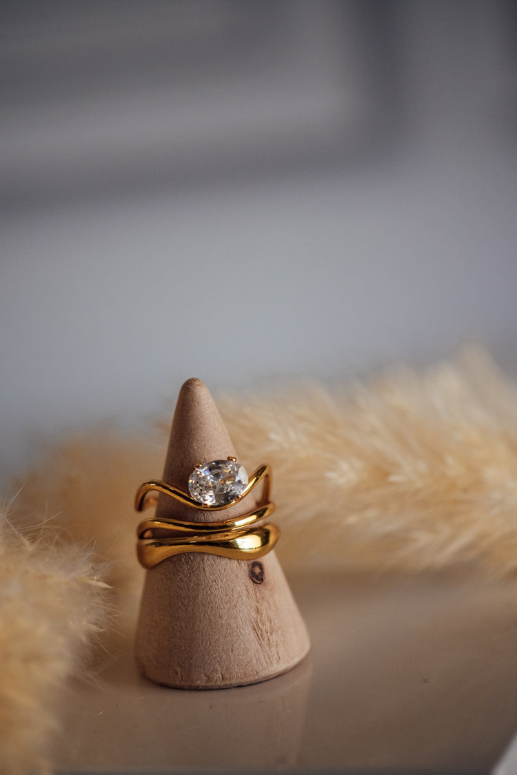 Zeira Multi-Stacking Gold Cubic Zirconia Ring