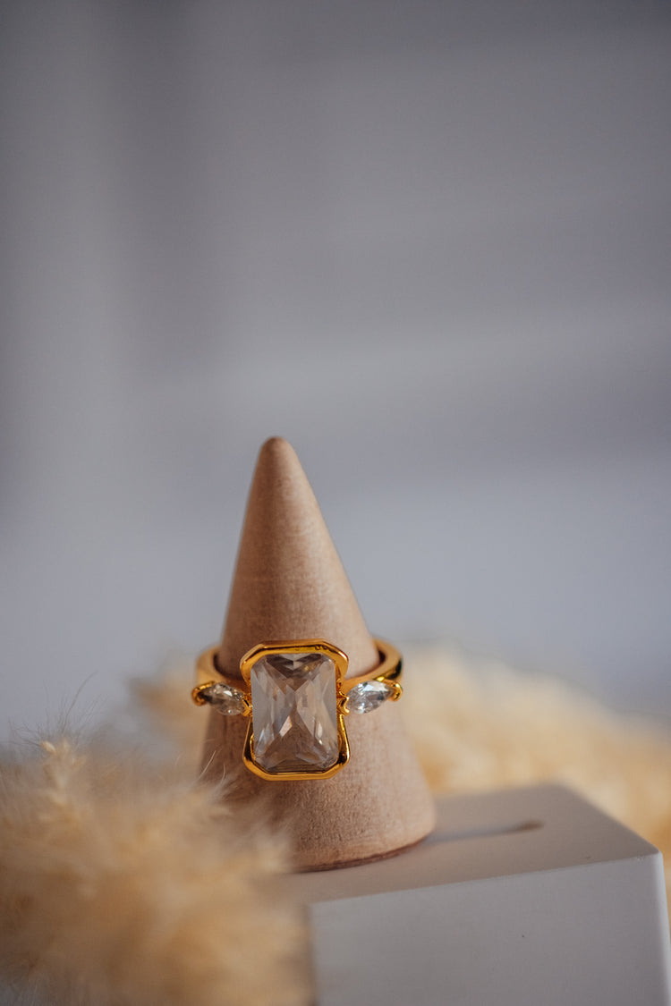 Orlena Rectangular Engagement Gold Ring