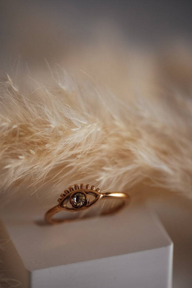 Lexi Evil Eye Open Size Gold Ring