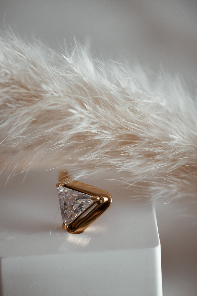 Astryn Triangular Stone Gold Ring - Non-Tarnish Hypoallergenic