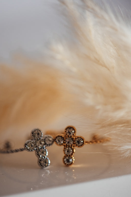 Crux Open Size Diamond Cross Ring