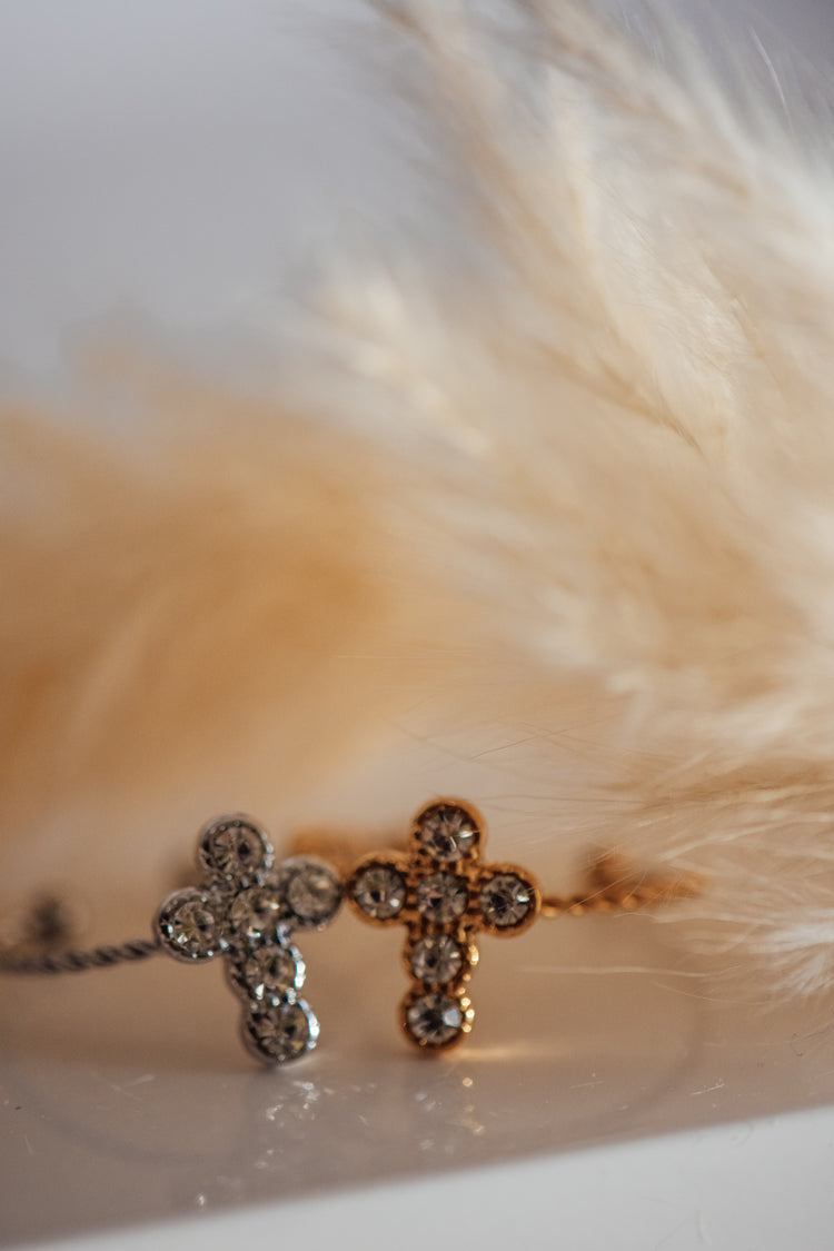 Crux Open Size Diamond Cross Ring