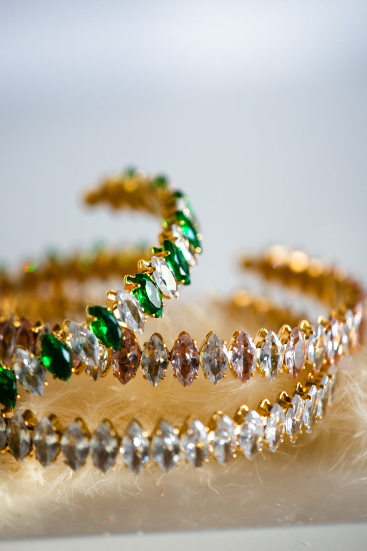 Golden Tide Stretched Stone Gold Bangle Bracelet