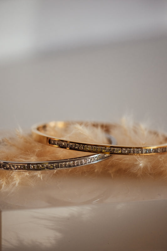 Novelle Rhinestones Bangle in Gold & Silver - Non-Tarnish Jewelry